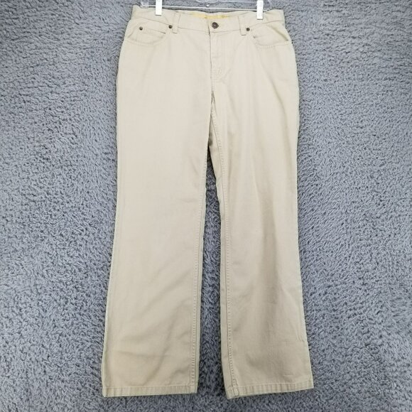 Eddie Bauer Jeans Womens 10 Petite Tan Bootcut 100% Cotton Denim - Picture 1 of 12